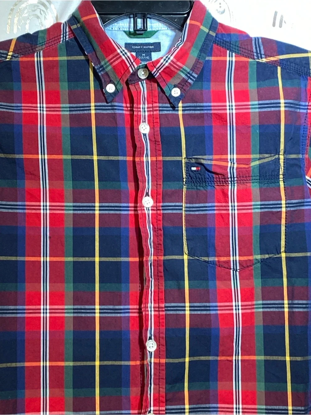 Tommy Hilfiger Red, Navy & Yellow Plaid Button-Down Shirt